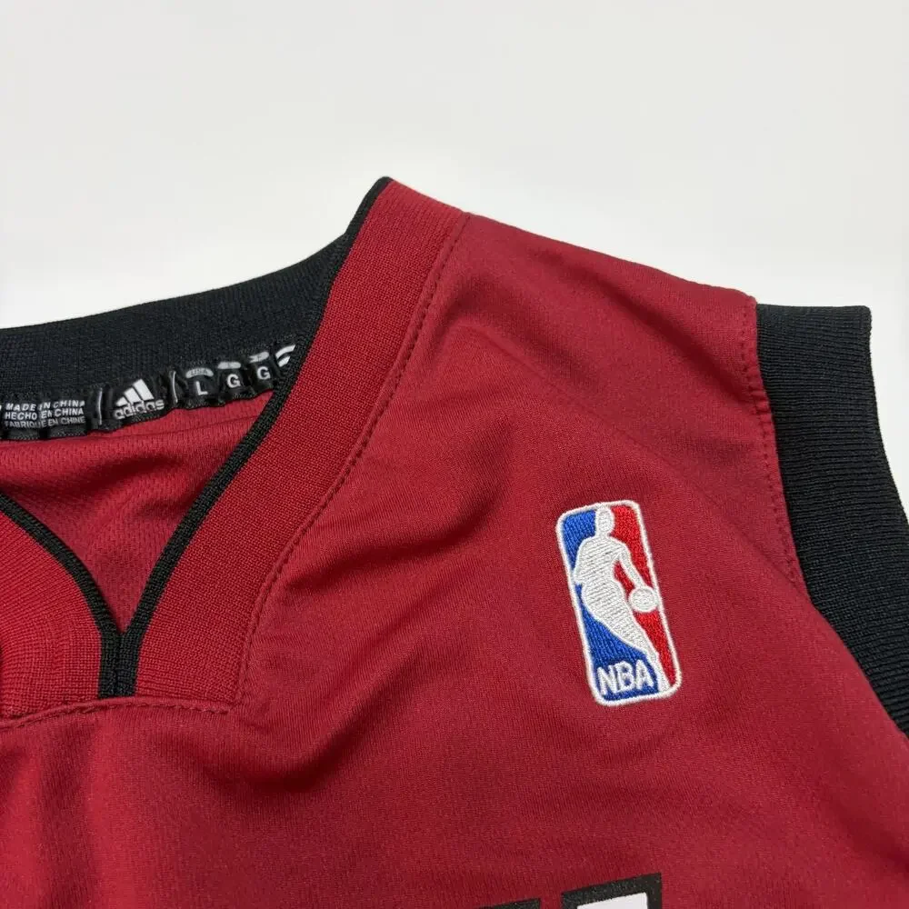 Miami Heat Jersey Boys Large Red Black NBA Basketball LeBron James 6 Adidas